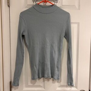 UNIQLO Mock Neck Ribbed Long Sleeve Top